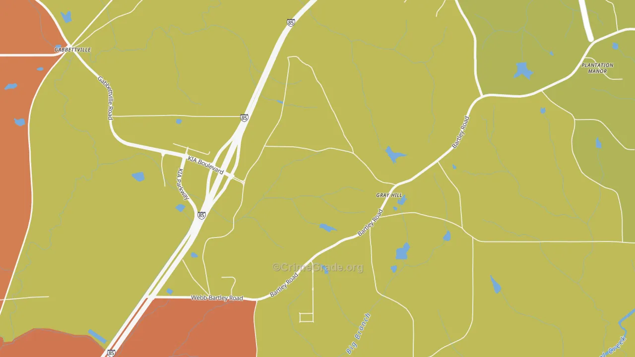 Gray Hill, GA Map of Vandalism Rates