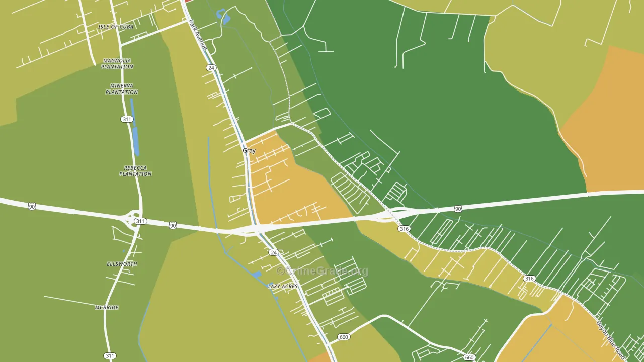 Gray, LA Map of Vandalism Rates