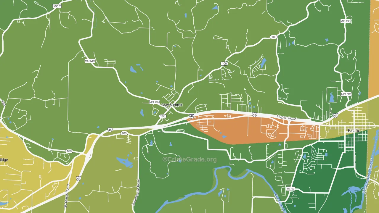 Gray Summit, MO Map of Vandalism Rates