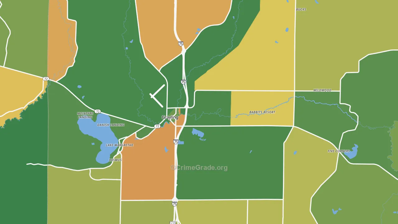 Grayling, MI Map of Vandalism Rates