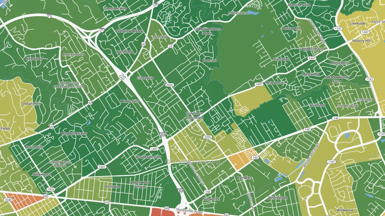 Graymoor-Devondale, KY Map of Vandalism Rates