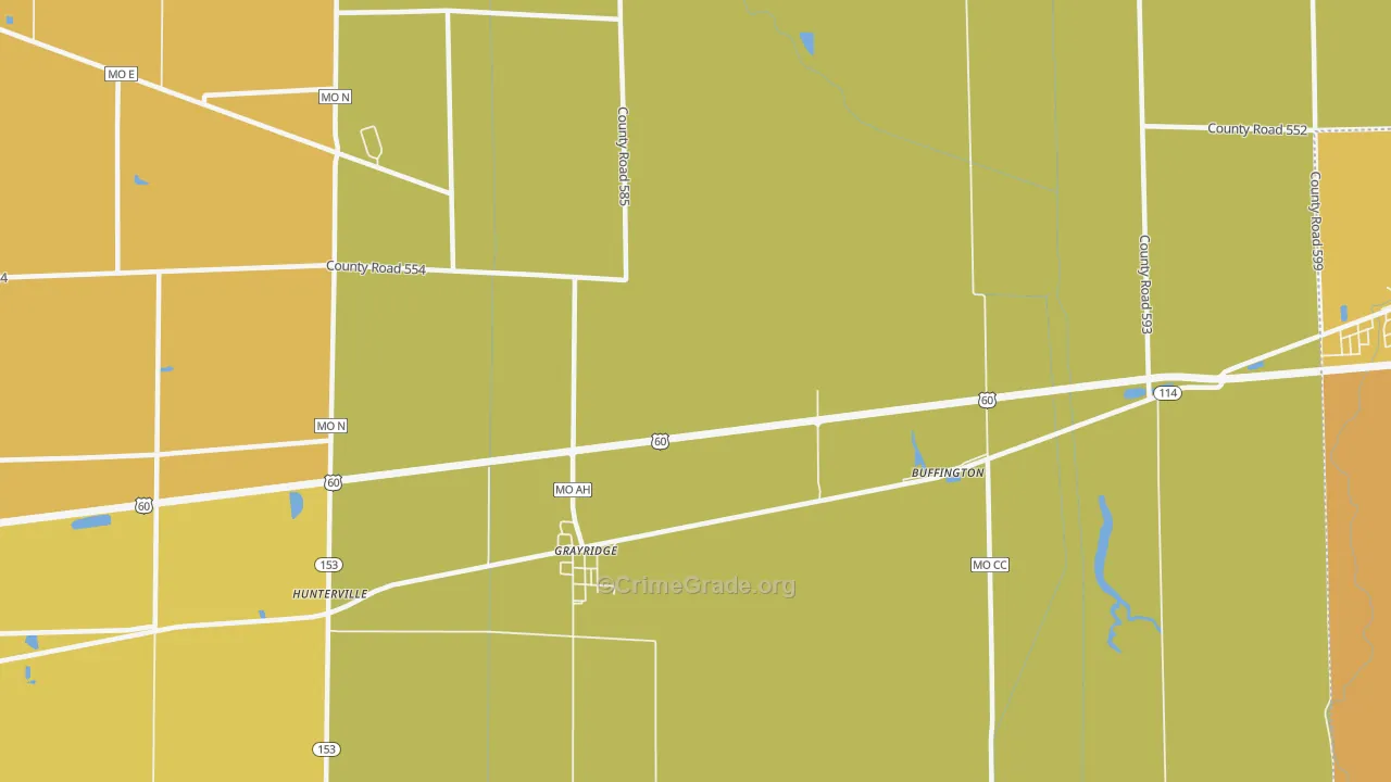 Grayridge, MO Map of Vandalism Rates