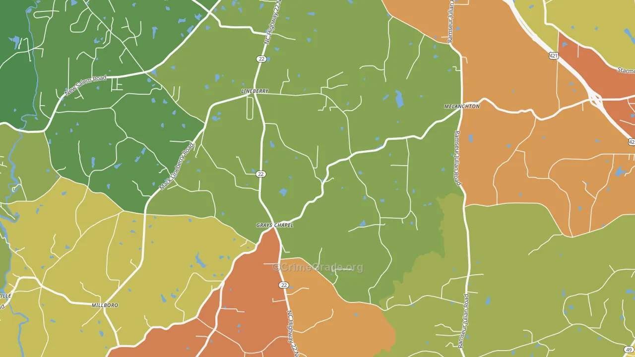 Grays Chapel, NC Map of Vandalism Rates
