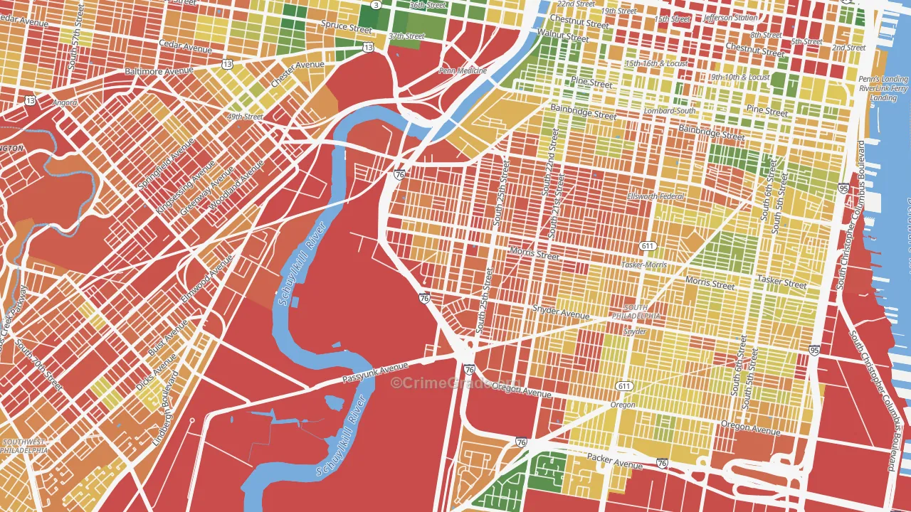 Grays Ferry, Philadelphia, PA Map of Vandalism Rates