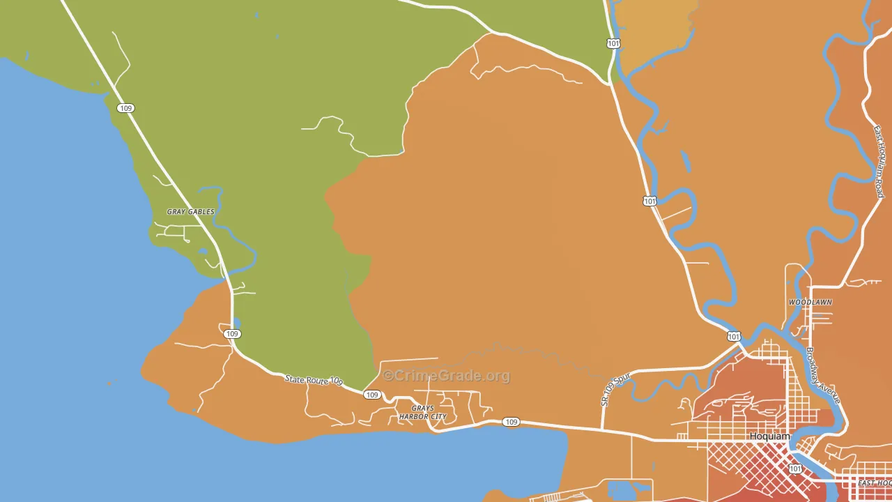 Grays Harbor City, WA Map of Vandalism Rates