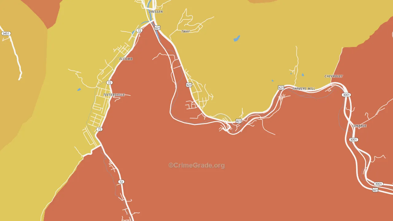 Grays Knob, KY Map of Vandalism Rates