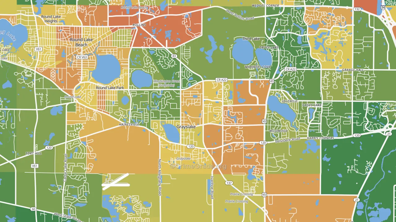 Grayslake, IL Map of Vandalism Rates