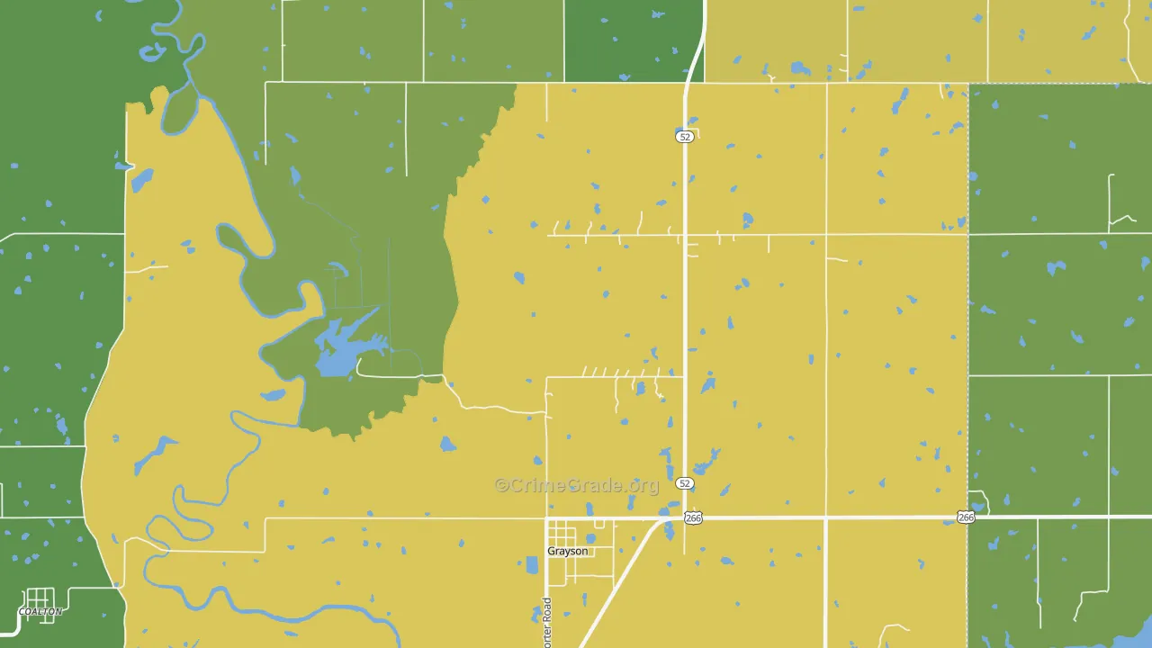 Grayson, OK Map of Vandalism Rates