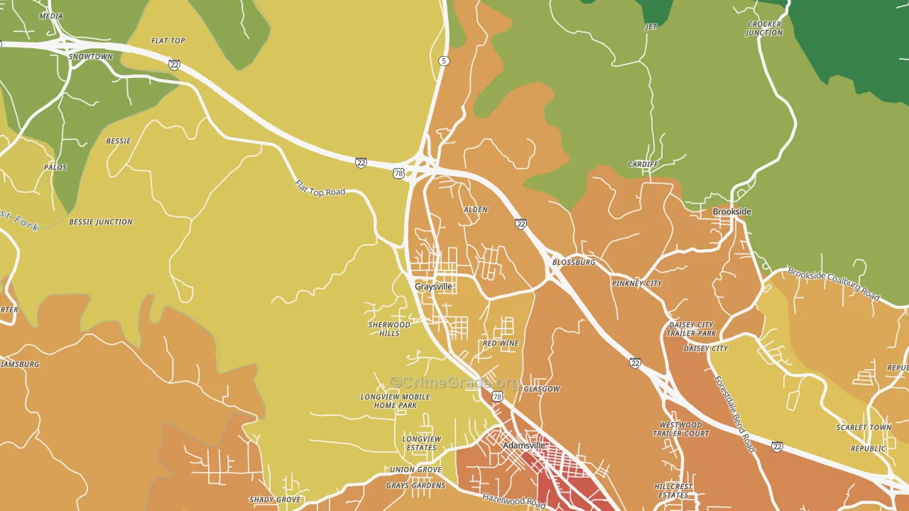 Graysville, AL Map of Vandalism Rates