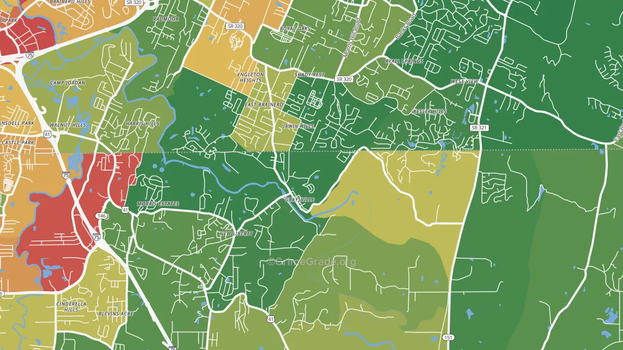 Graysville, GA Map of Vandalism Rates