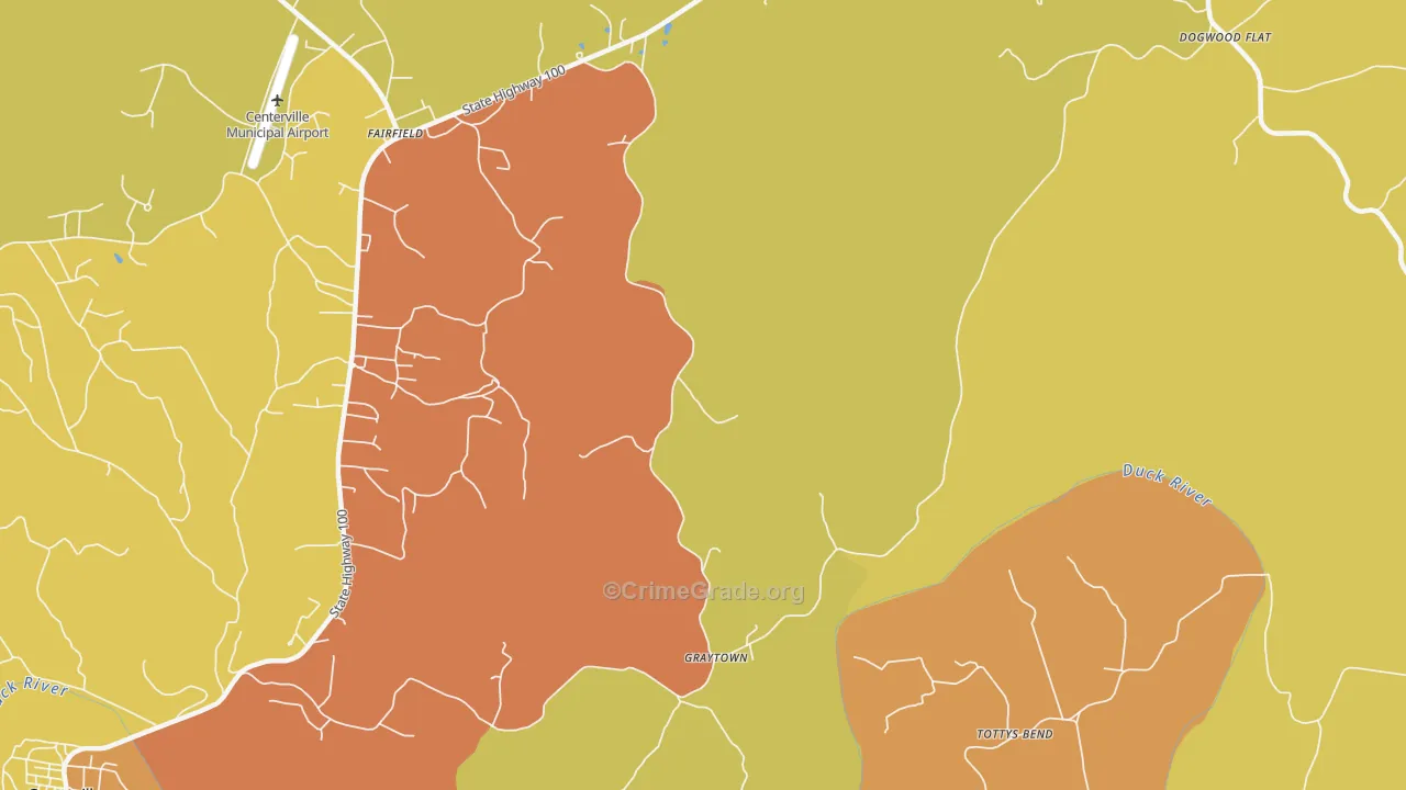 Graytown, TN Map of Vandalism Rates