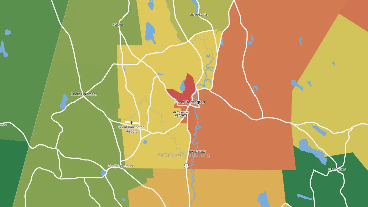 Great Barrington, MA Map of Vandalism Rates
