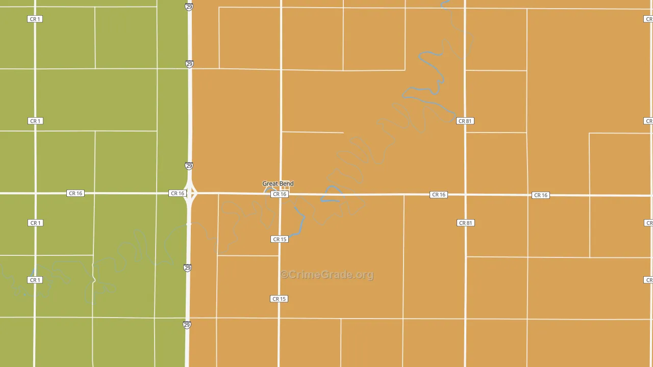 Great Bend, ND Map of Vandalism Rates