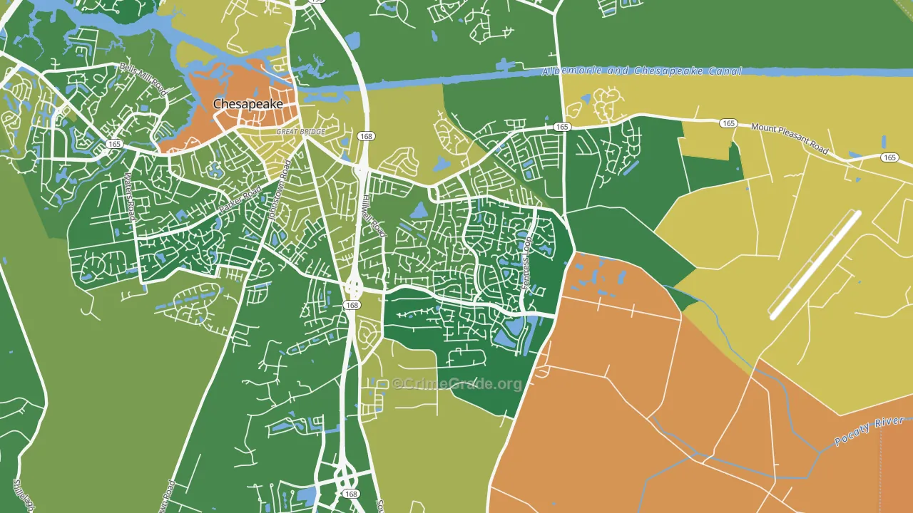 Great Bridge East, Chesapeake, VA Map of Vandalism Rates