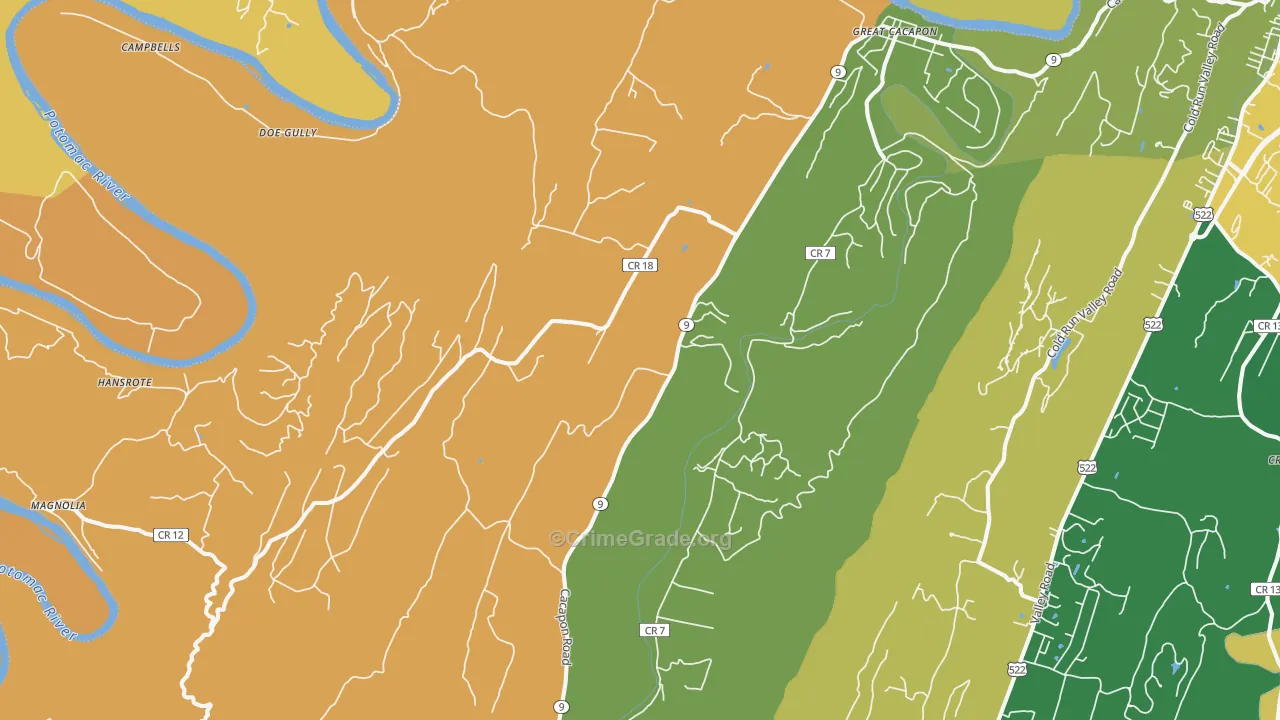 Great Cacapon, WV Map of Vandalism Rates
