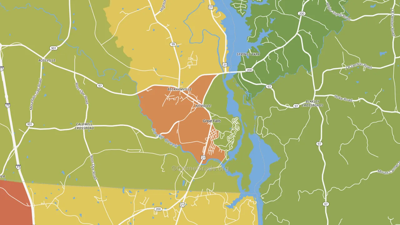 Great Falls, SC Map of Vandalism Rates