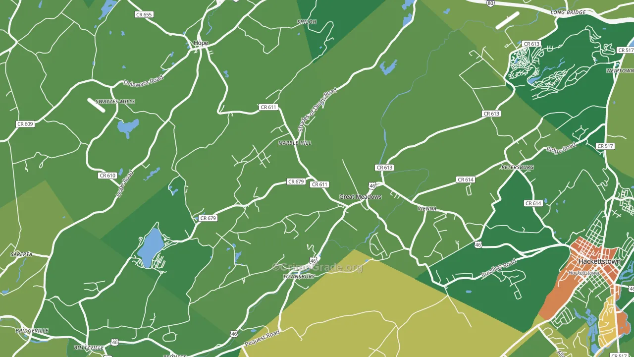 Great Meadows, NJ Map of Vandalism Rates