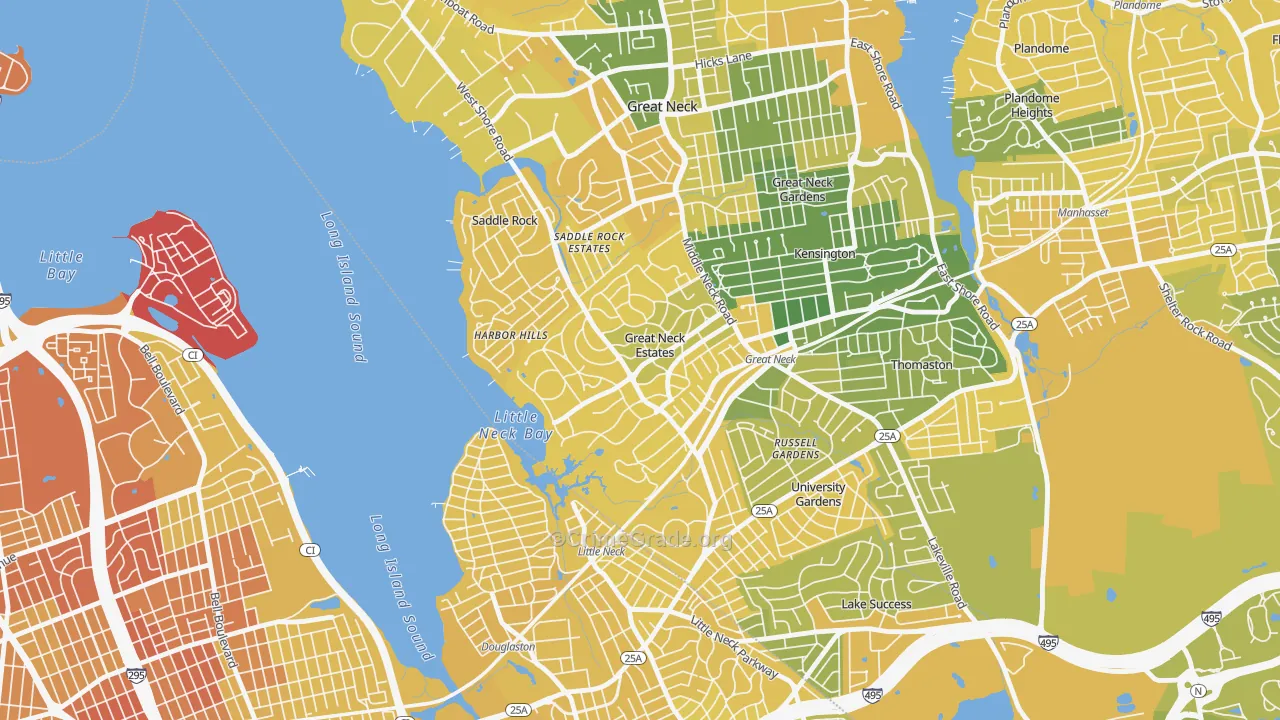 Great Neck Estates, NY Map of Vandalism Rates