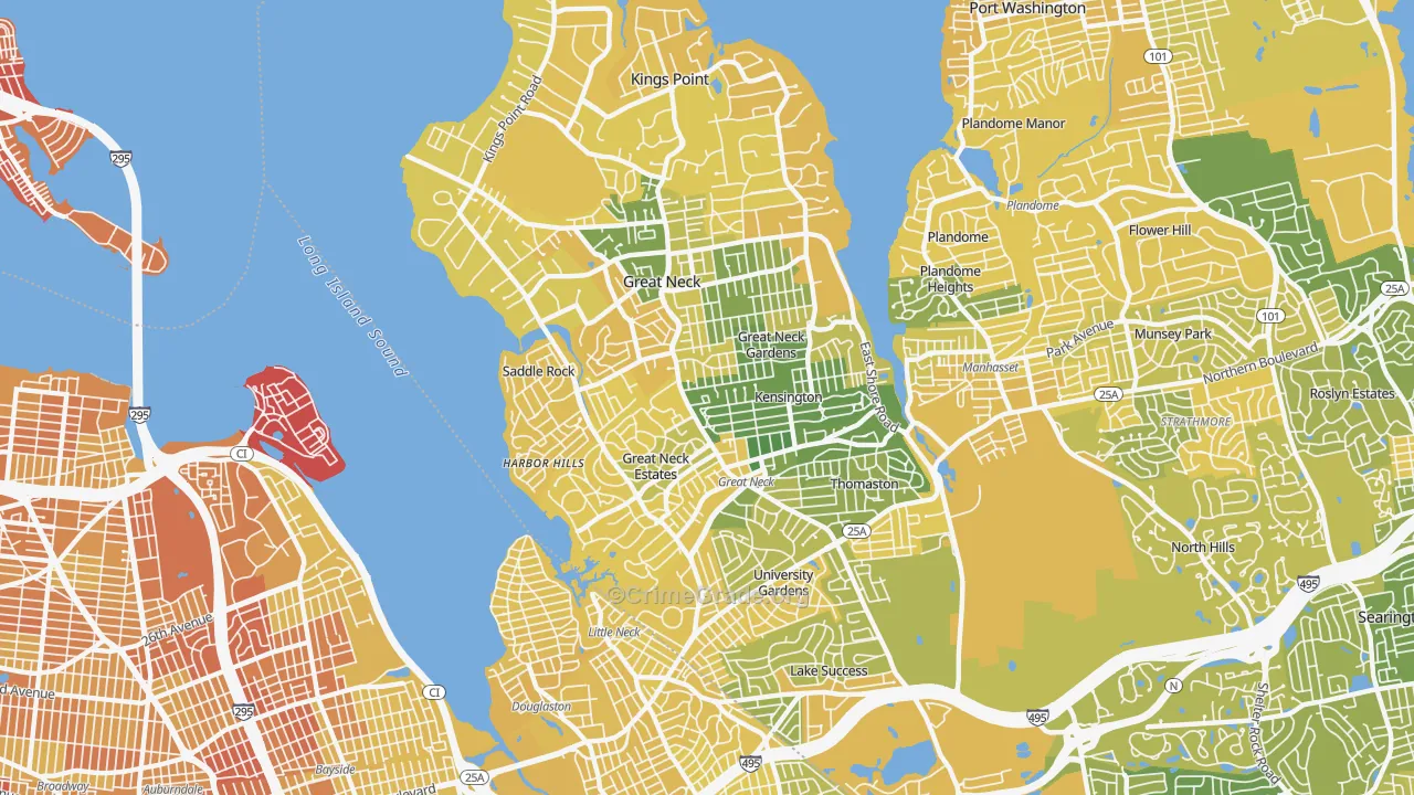 Great Neck, NY Map of Vandalism Rates