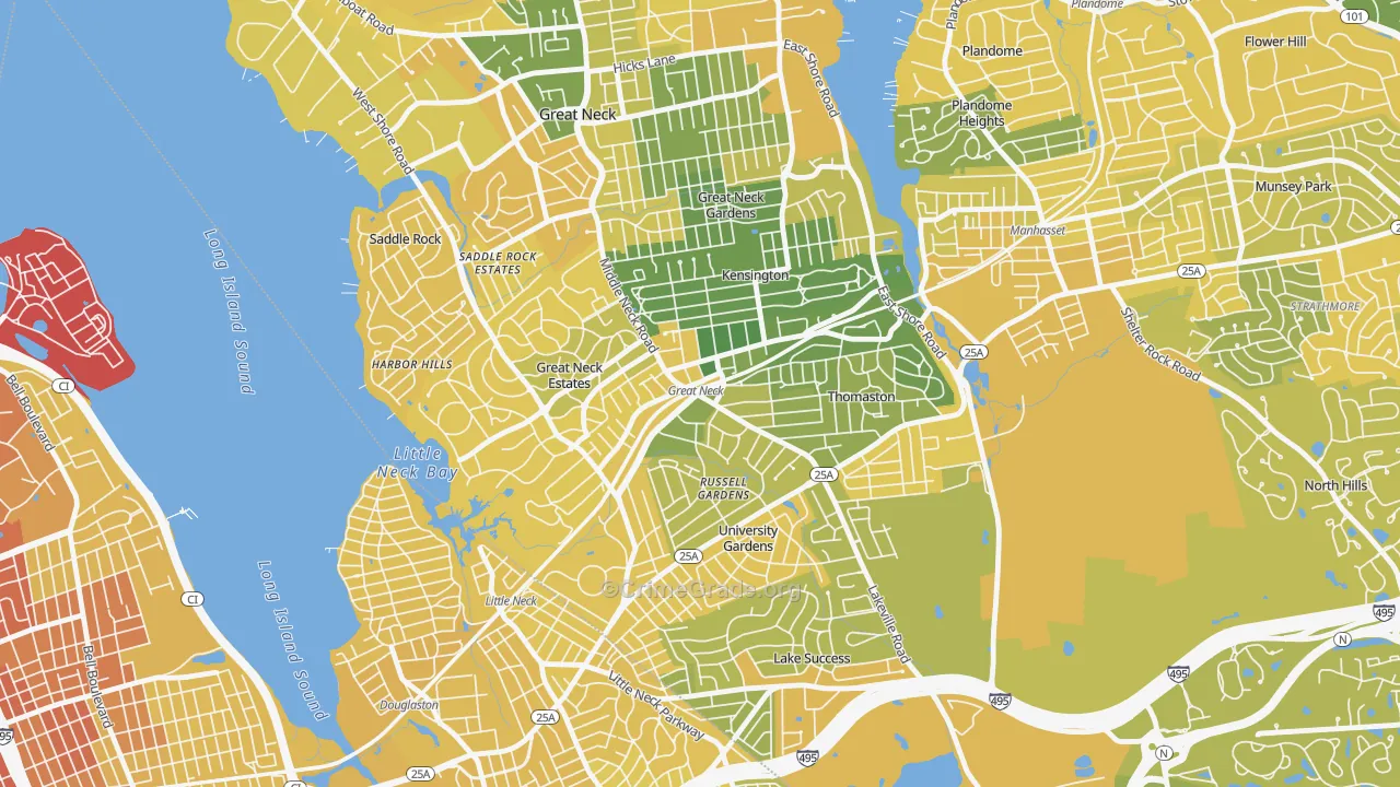 Great Neck Plaza, NY Map of Vandalism Rates