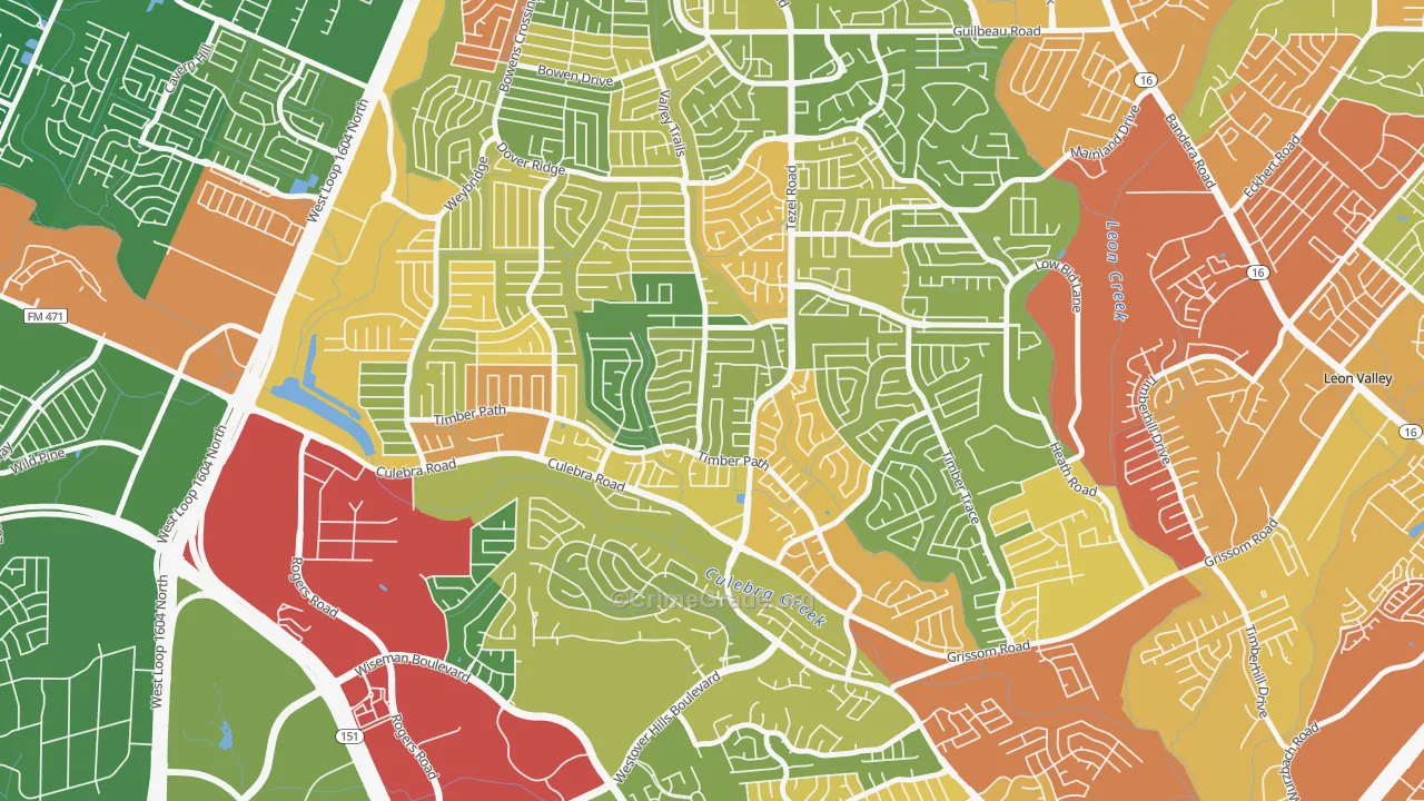 Great Northwest, San Antonio, TX Map of Vandalism Rates