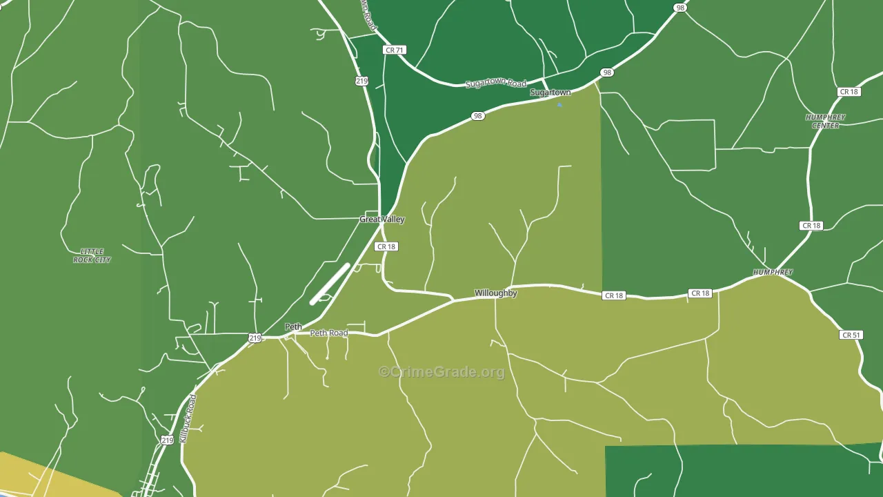 Great Valley, NY Map of Vandalism Rates