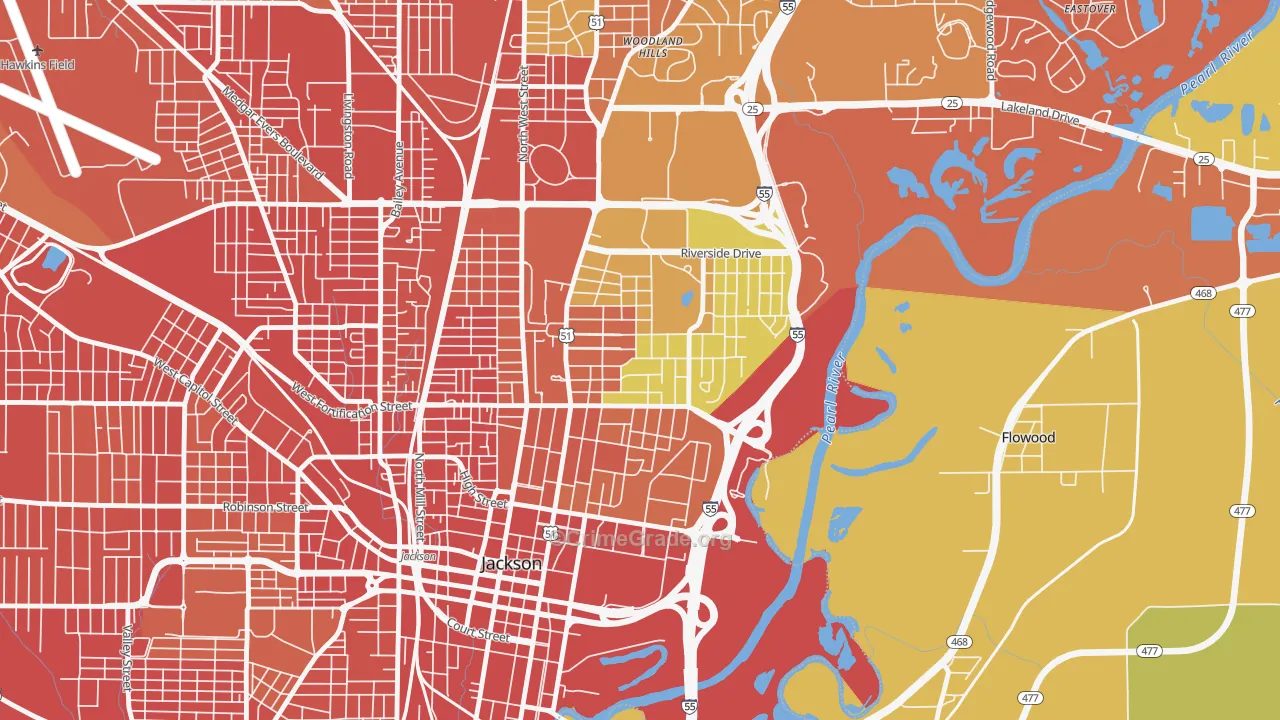Greater Belhaven, Jackson, MS Map of Vandalism Rates