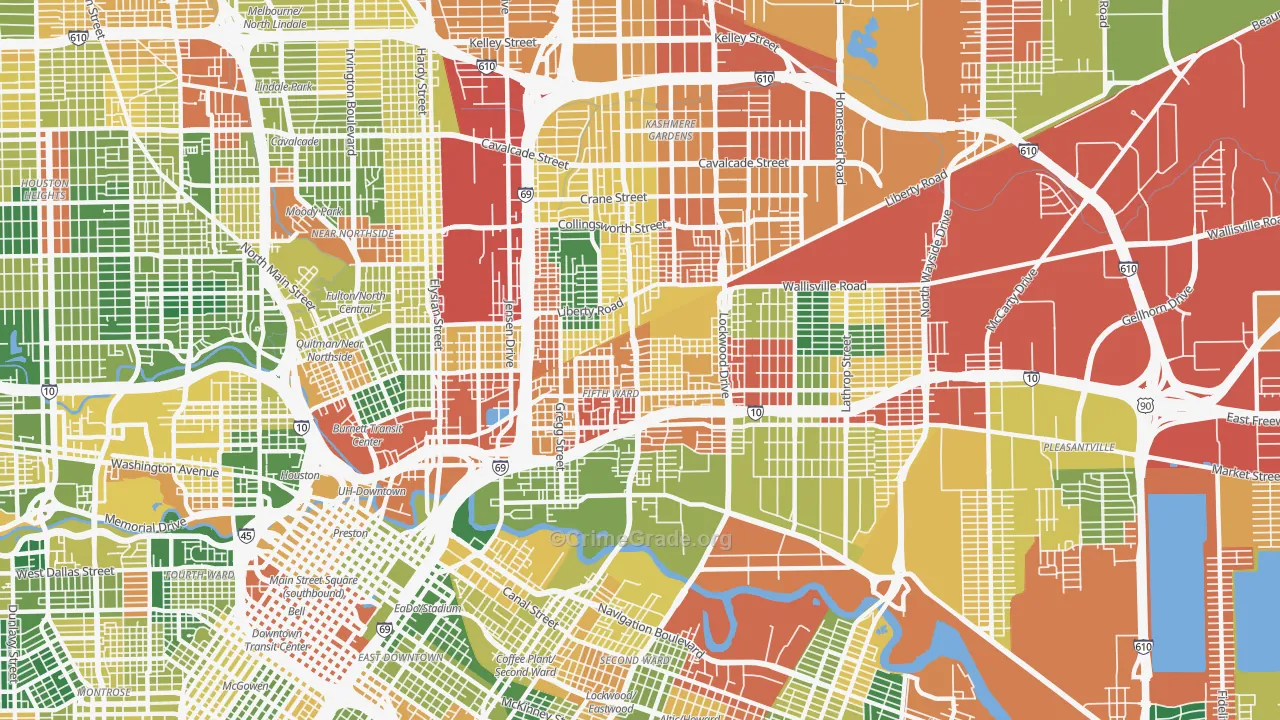 Greater Fifth Ward, Houston, TX Map of Vandalism Rates
