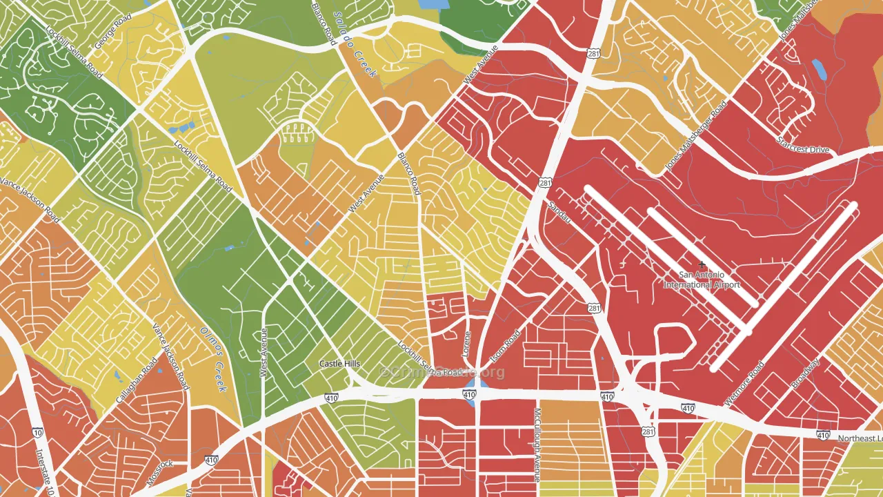 Greater Harmony Hills, San Antonio, TX Map of Vandalism Rates