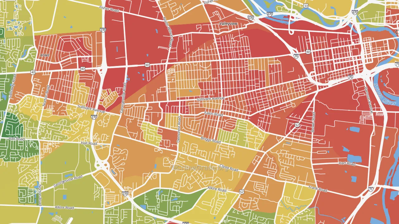 Greater Hilltop, Columbus, OH Map of Vandalism Rates