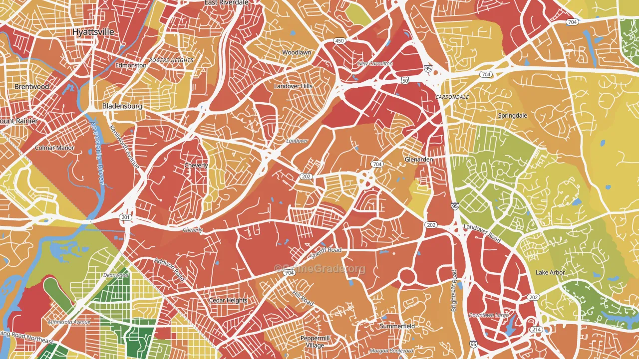 Greater Landover, Landover, MD Map of Vandalism Rates