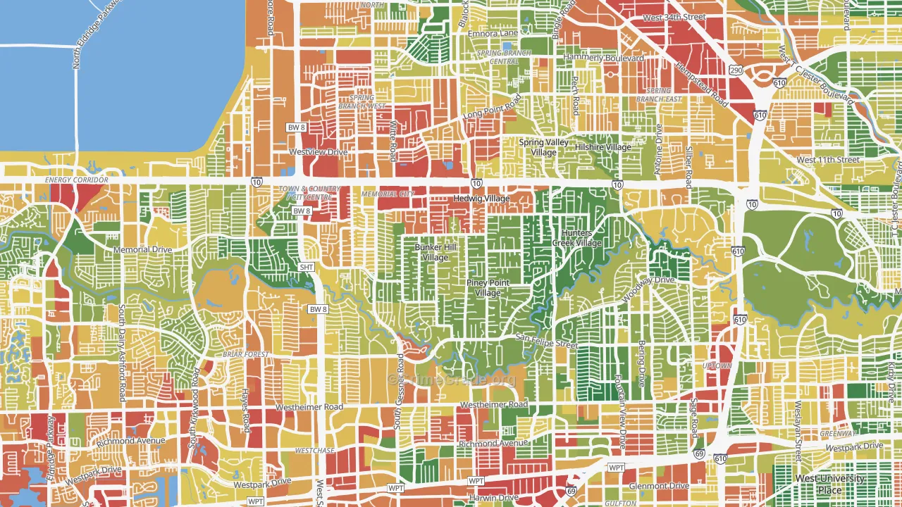Greater Memorial, Houston, TX Map of Vandalism Rates