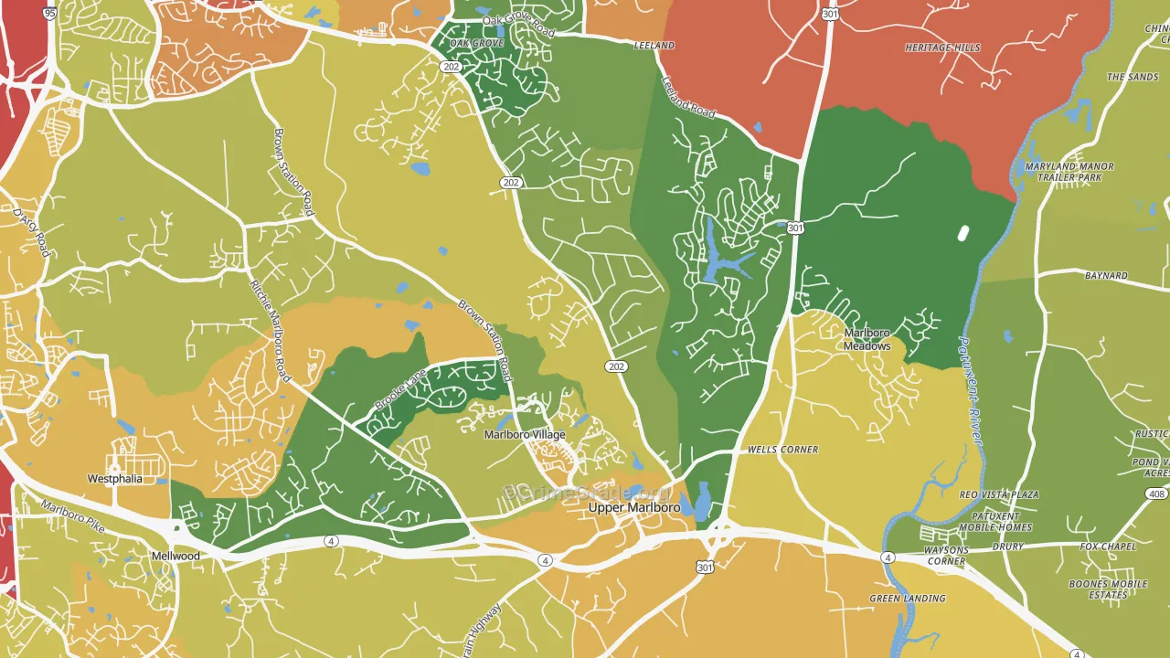 Greater Upper Marlboro, Brock Hall, MD Map of Vandalism Rates