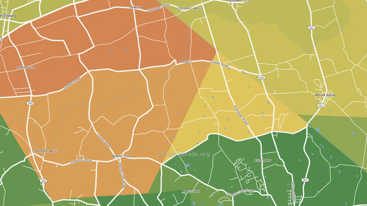 Greble, PA Map of Vandalism Rates