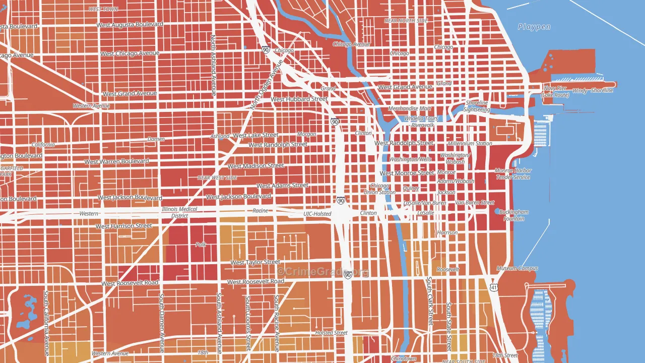 Greektown, Chicago, IL Map of Vandalism Rates