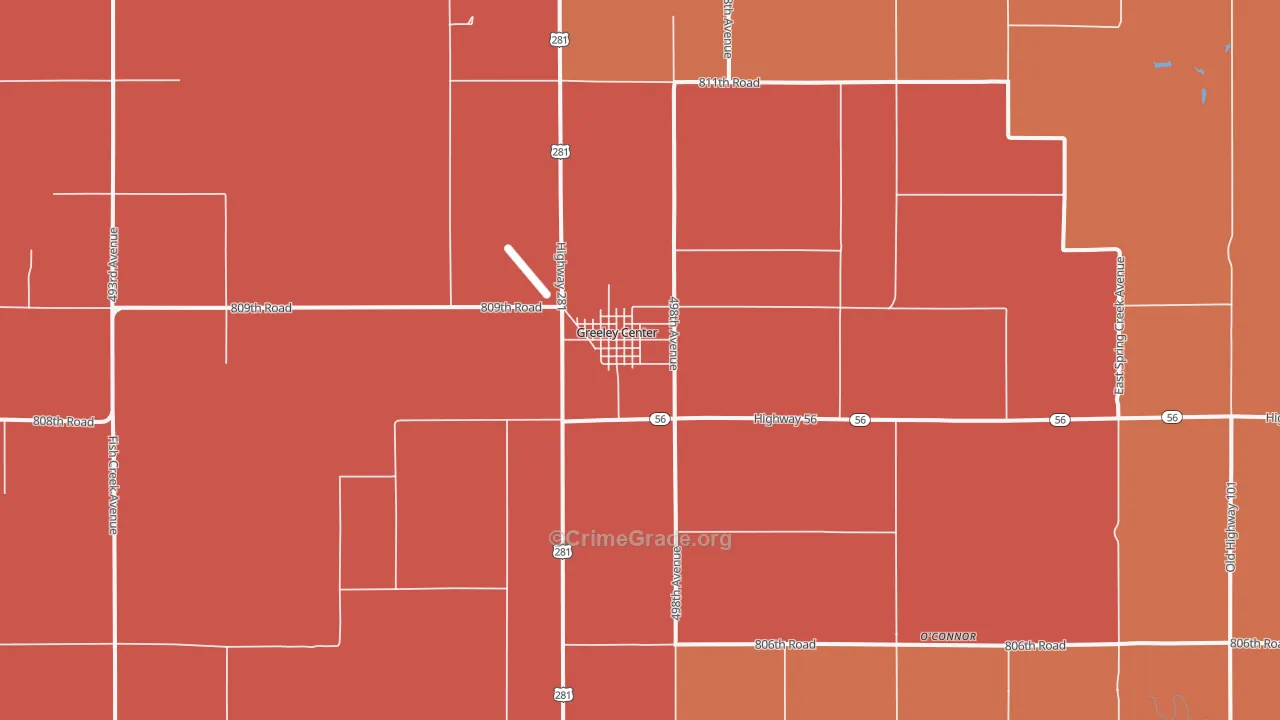 Greeley Center, NE Map of Vandalism Rates