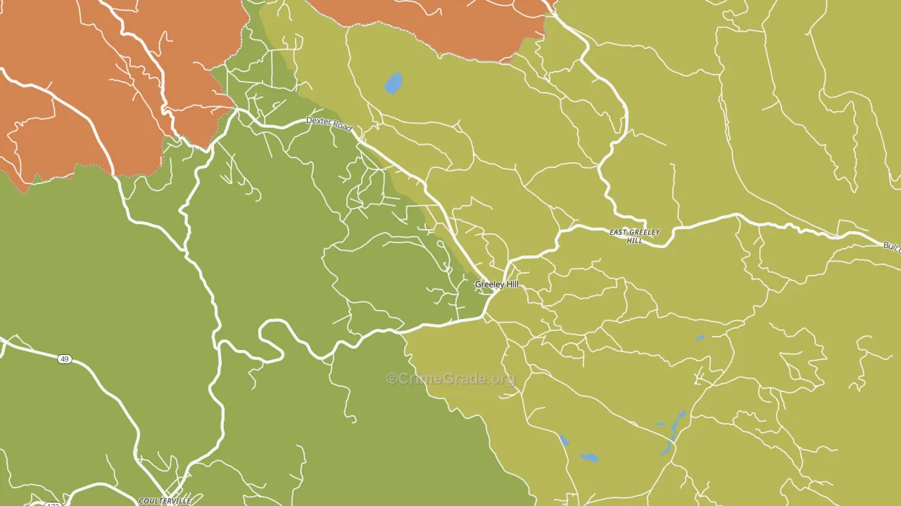 Greeley Hill, CA Map of Vandalism Rates