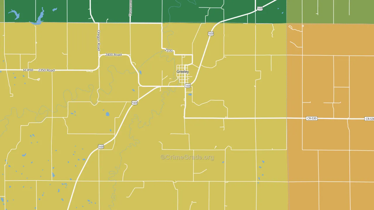 Greeley, KS Map of Vandalism Rates