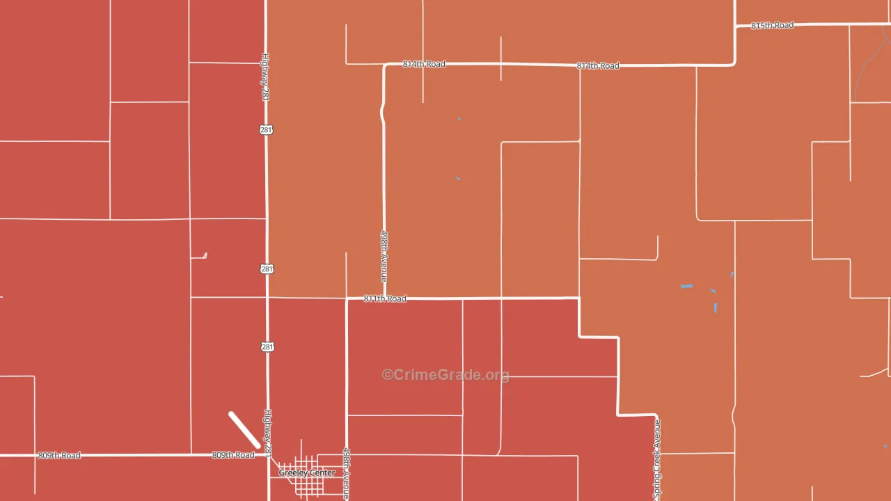 Greeley, NE Map of Vandalism Rates