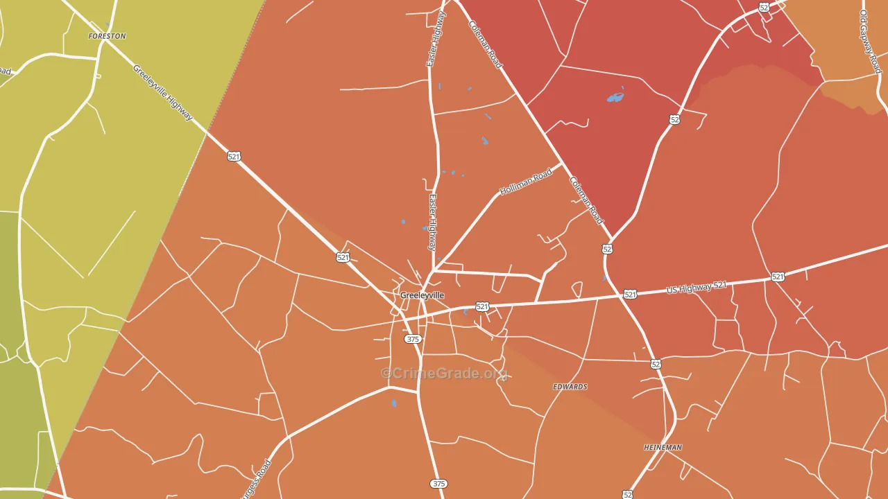 Greeleyville, SC Map of Vandalism Rates