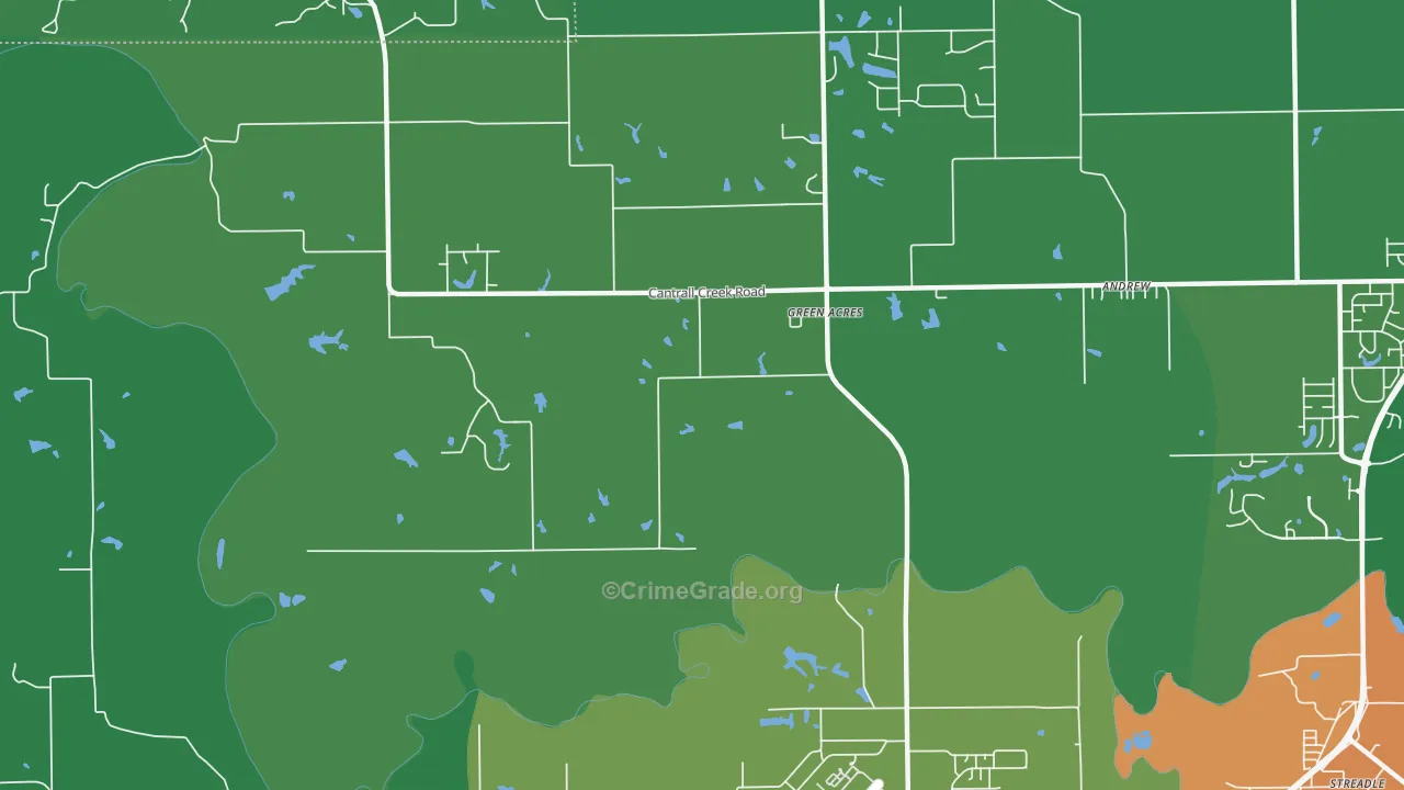 Green Acres, IL Map of Vandalism Rates