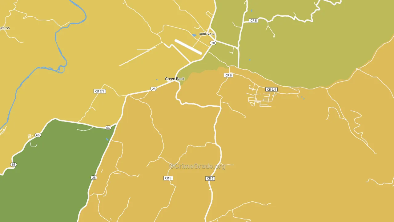 Green Bank, WV Map of Vandalism Rates