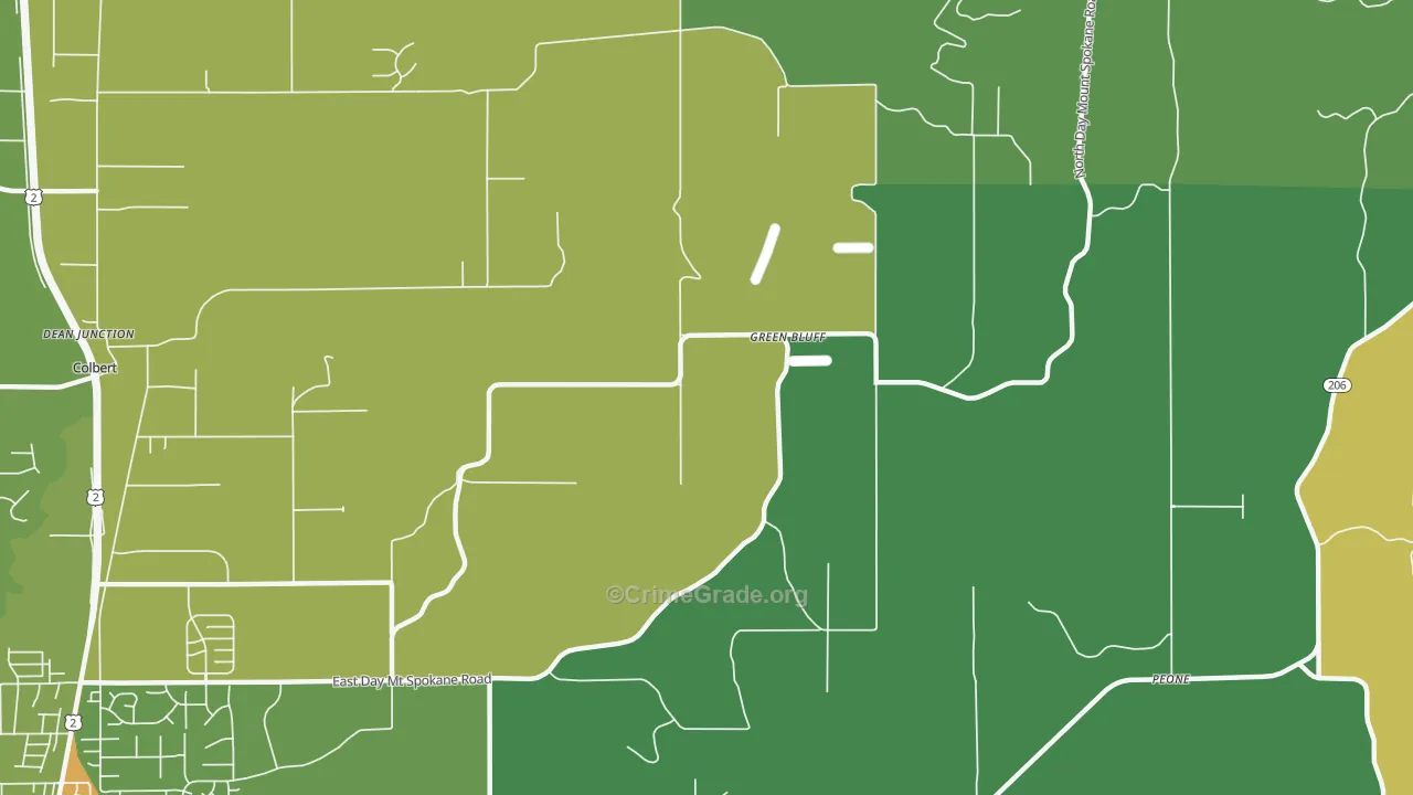Green Bluff, WA Map of Vandalism Rates