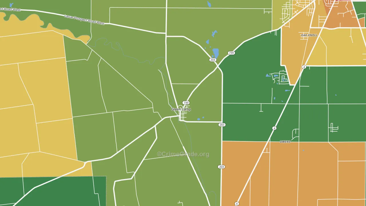 Green Camp, OH Map of Vandalism Rates
