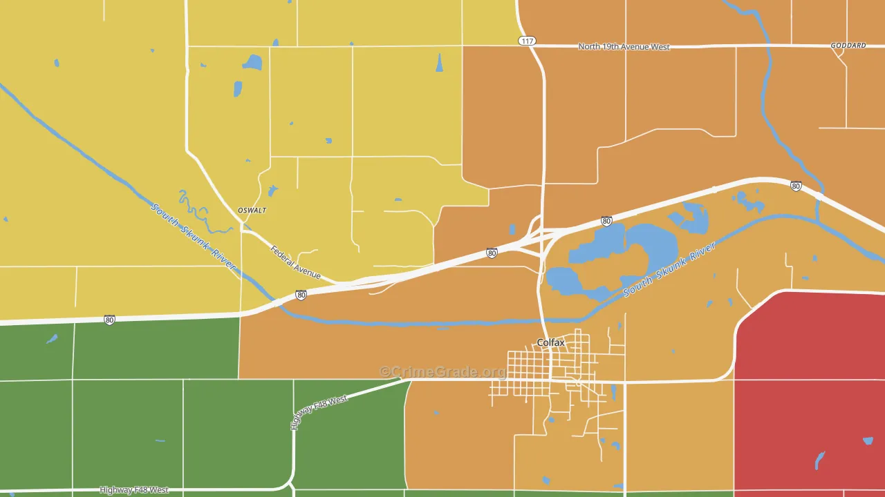 Green Castle, IA Map of Vandalism Rates