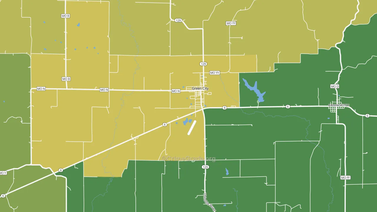 Green City, MO Map of Vandalism Rates