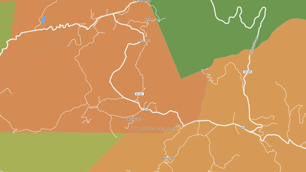 Green Cove, VA Map of Vandalism Rates