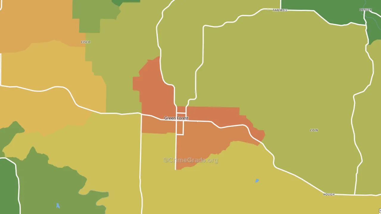Green Forest, AR Map of Vandalism Rates
