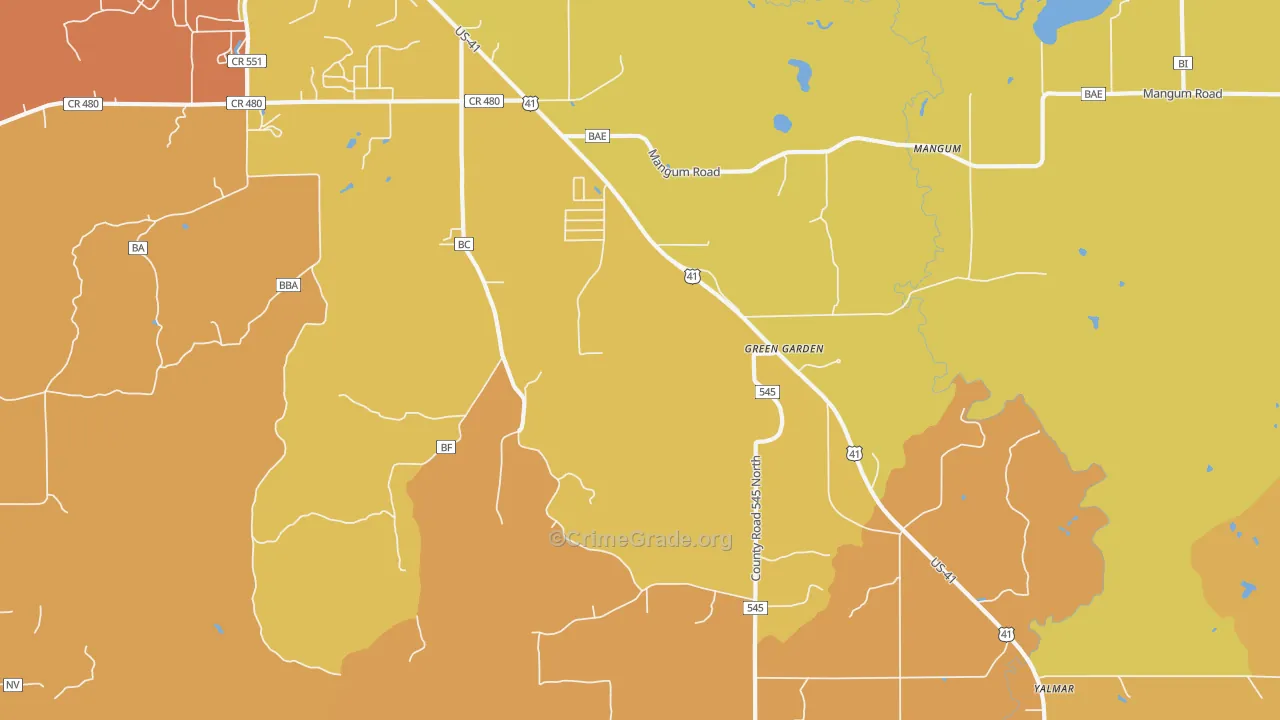 Green Garden, MI Map of Vandalism Rates