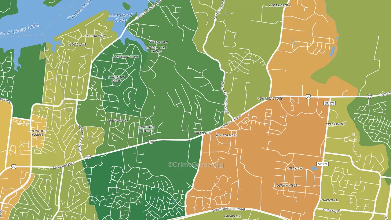 Green Hill, TN Map of Vandalism Rates